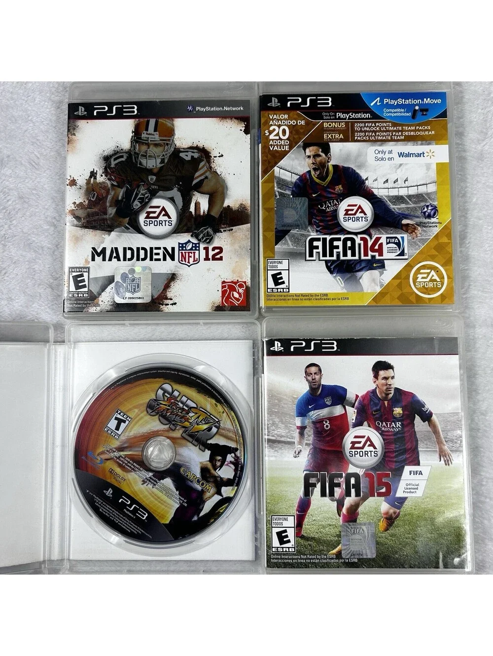 PlayStation 3 Game Lot Super Street Fighter IV FIFA 14 & 15 Madden NFL 12 Tested